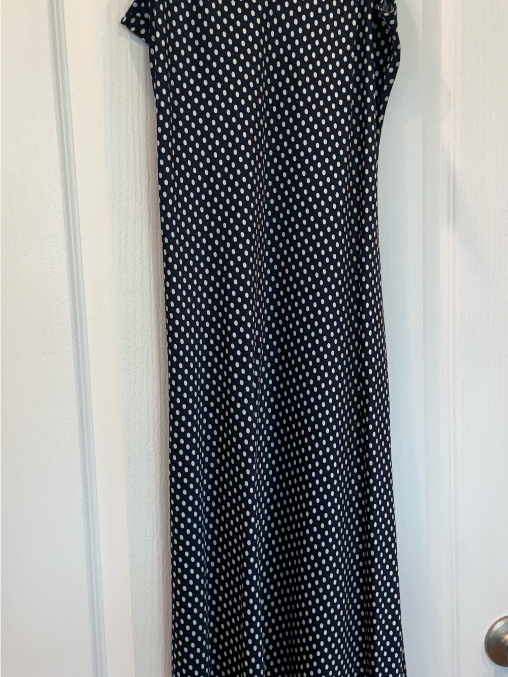 Navy Polka Dot Satin Maxi Dress size 4